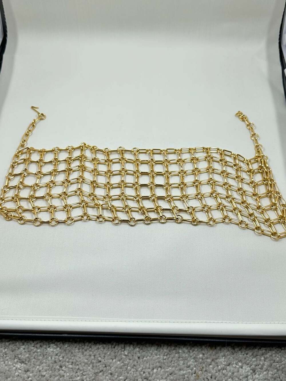 Vintage 1950s Gold Tone Chain Maille Statement Bib Necklace - Picture 5 of 5